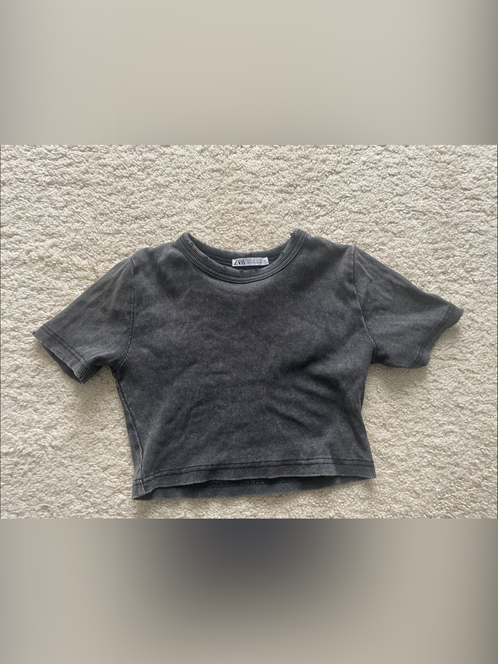 Zara Washed Black Crop Tee